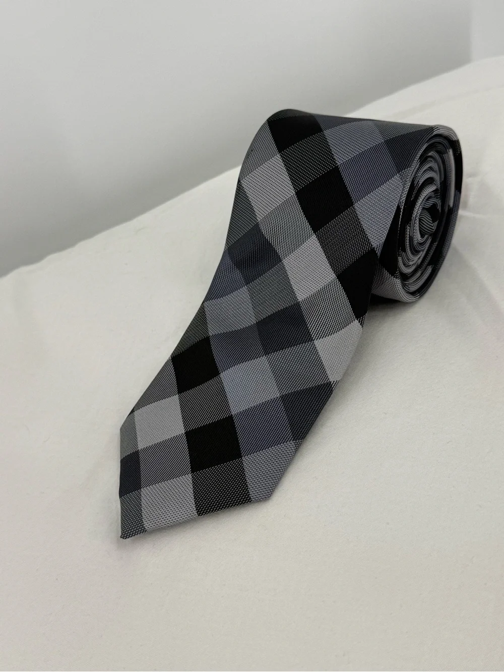 Van Heusen Black and Gray Plaid Men's Tie